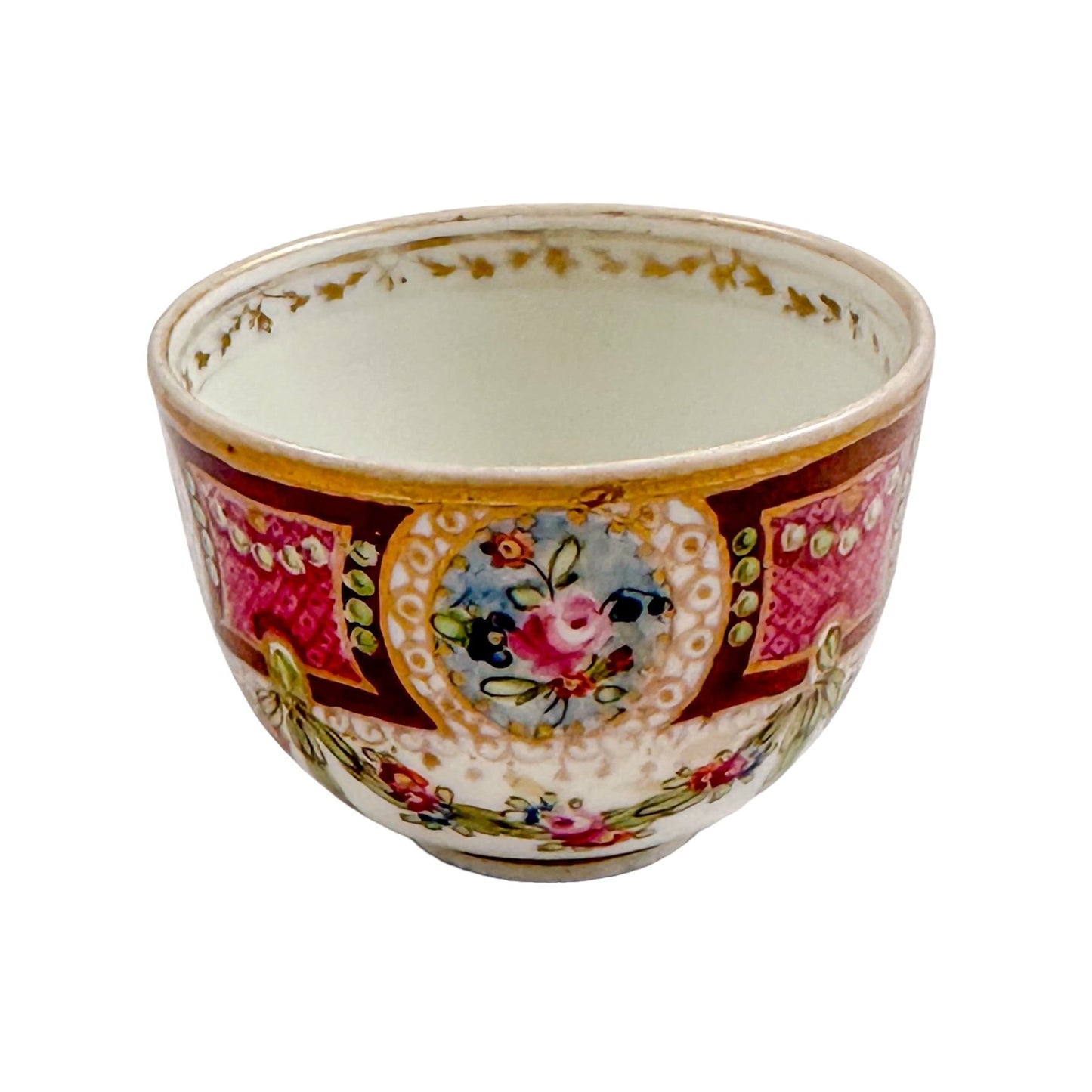 18th century floral Rococo Meissen Marcolini sucrier, gilt silver lid and saucer