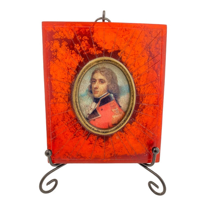 1850’s pair of Weston Profiles colour print portrait miniatures, red frames, New York