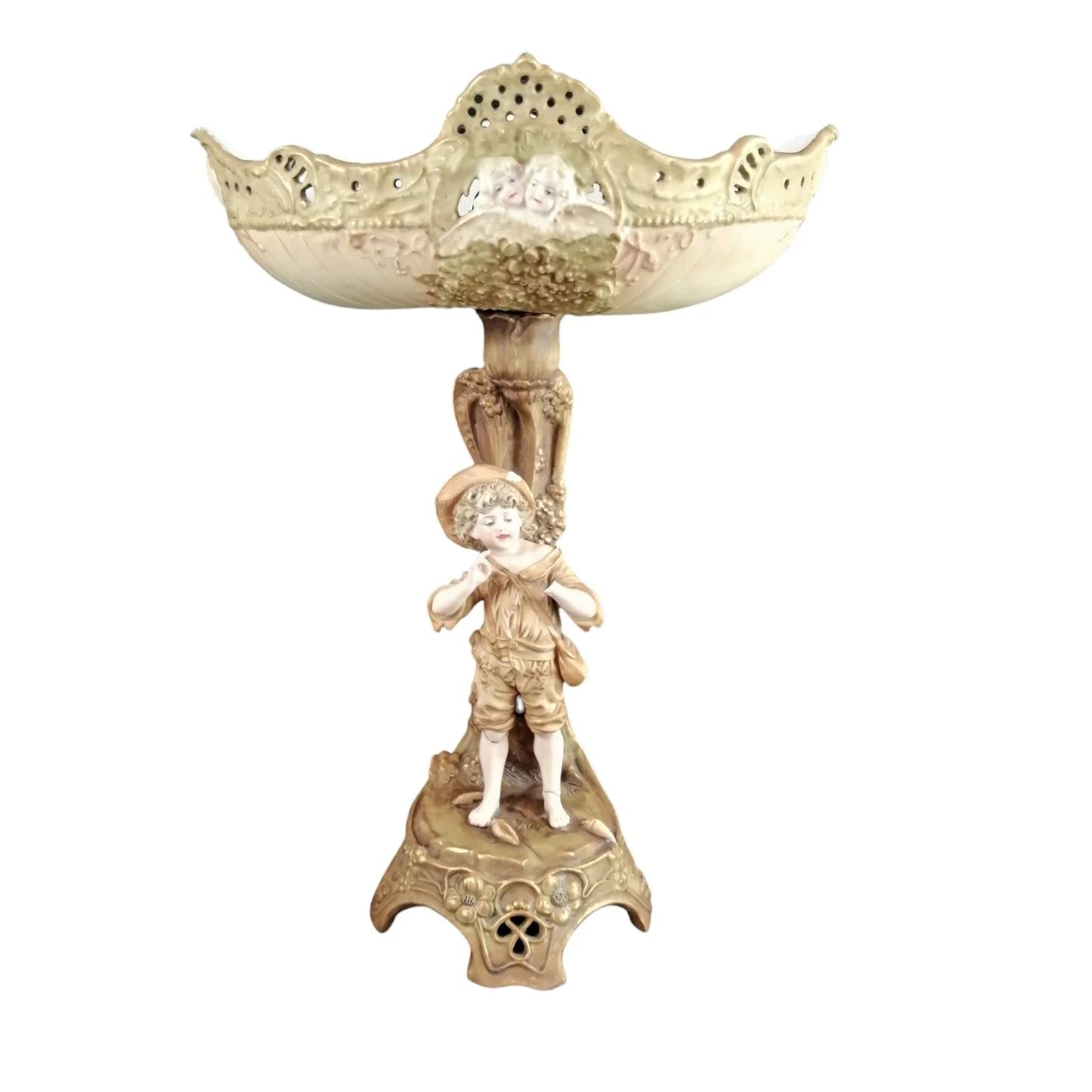 Art Nouveau Austro-Hungarian Ernst Wahliss porcelain amphora figural compote centrepiece lamp, nautical scene
