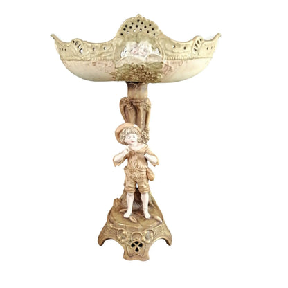 Art Nouveau Austro-Hungarian Ernst Wahliss porcelain amphora figural compote centrepiece lamp, nautical scene