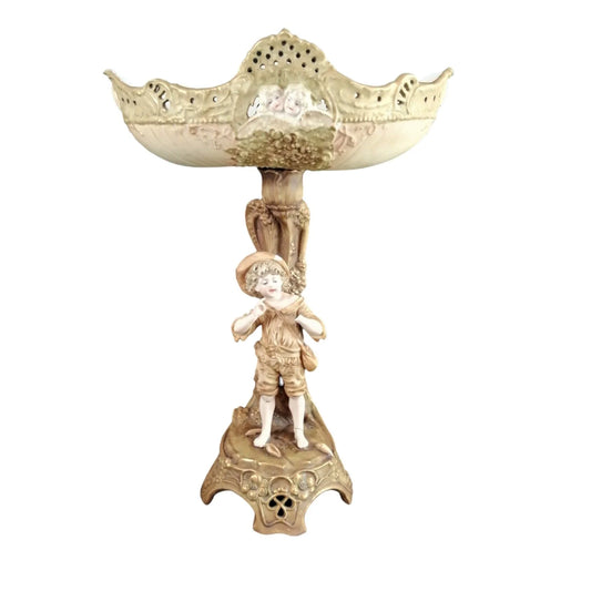 Art Nouveau Austro-Hungarian Ernst Wahliss porcelain amphora figural compote centrepiece lamp, nautical scene