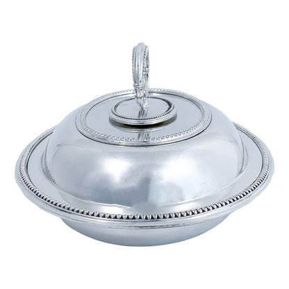Victorian Hukin & Heath silver plated oval entrée serving tureen dish with ornate beaded borders and handle