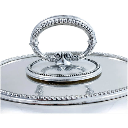 Victorian Hukin & Heath silver plated oval entrée serving tureen dish with ornate beaded borders and handle