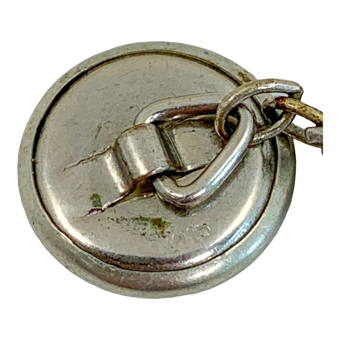 Edwardian reverse painted intaglio Essex crystal and mother-of-pearl cufflink of ballerina and jockey on horse