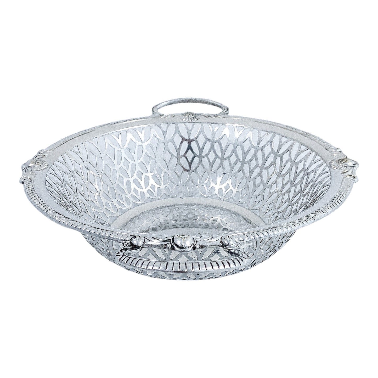 WMF Jugendstil silver plated two-handled pierced fruit basket, embossed with roses