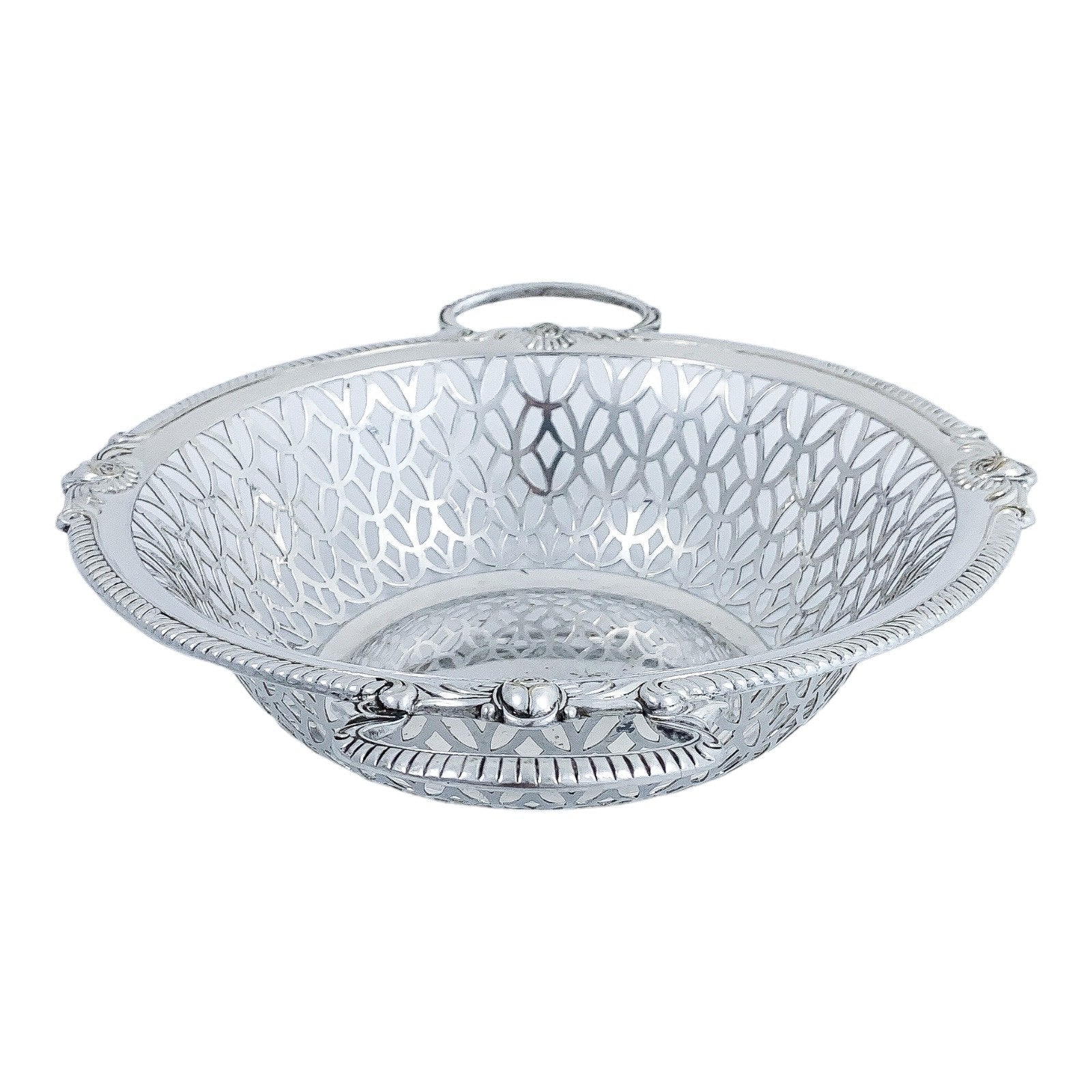 WMF Jugendstil silver plated two-handled pierced fruit basket, embossed with roses