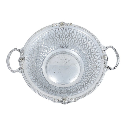 WMF Jugendstil silver plated two-handled pierced fruit basket, embossed with roses