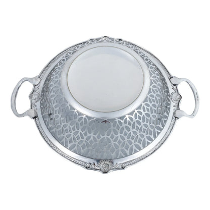 WMF Jugendstil silver plated two-handled pierced fruit basket, embossed with roses