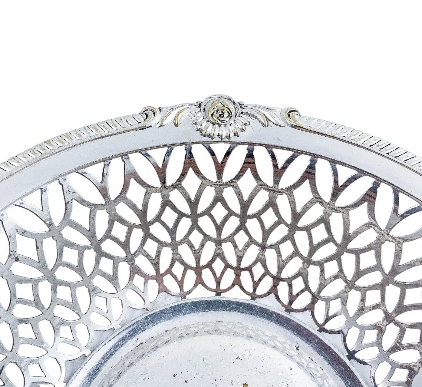 WMF Jugendstil silver plated two-handled pierced fruit basket, embossed with roses