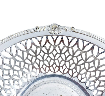 WMF Jugendstil silver plated two-handled pierced fruit basket, embossed with roses