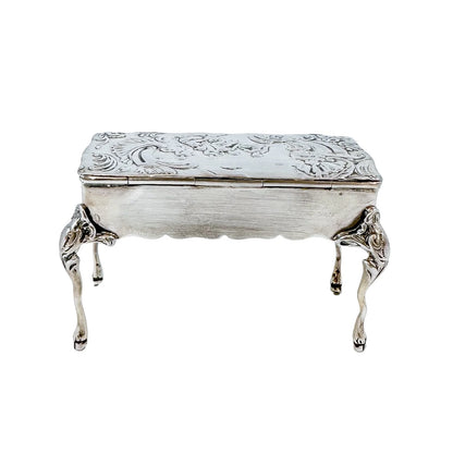 19th century Neoclassical imported Hanau silver miniature table dresser ring / trinket box