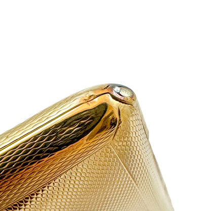 Art Deco 9 kt yellow gold large engine-turned bevelled cigarette case, 93 g