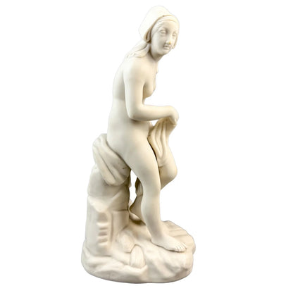 Victorian parian ware ceramic WH Goss Neoclassical figurine of seated nude woman