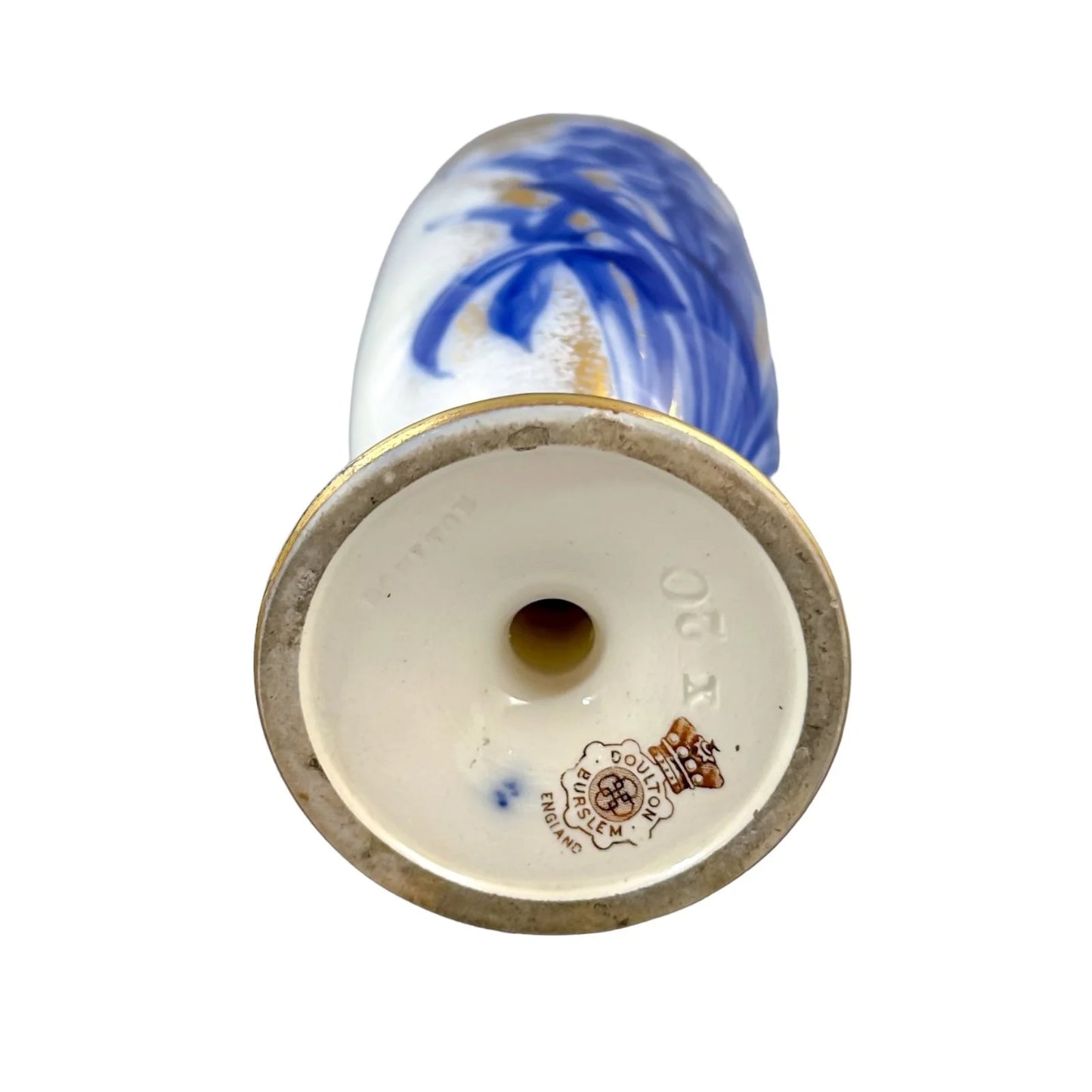 Victorian Royal Doulton two handled Art Nouveau cobalt urn vase in Blue Daffodil pattern