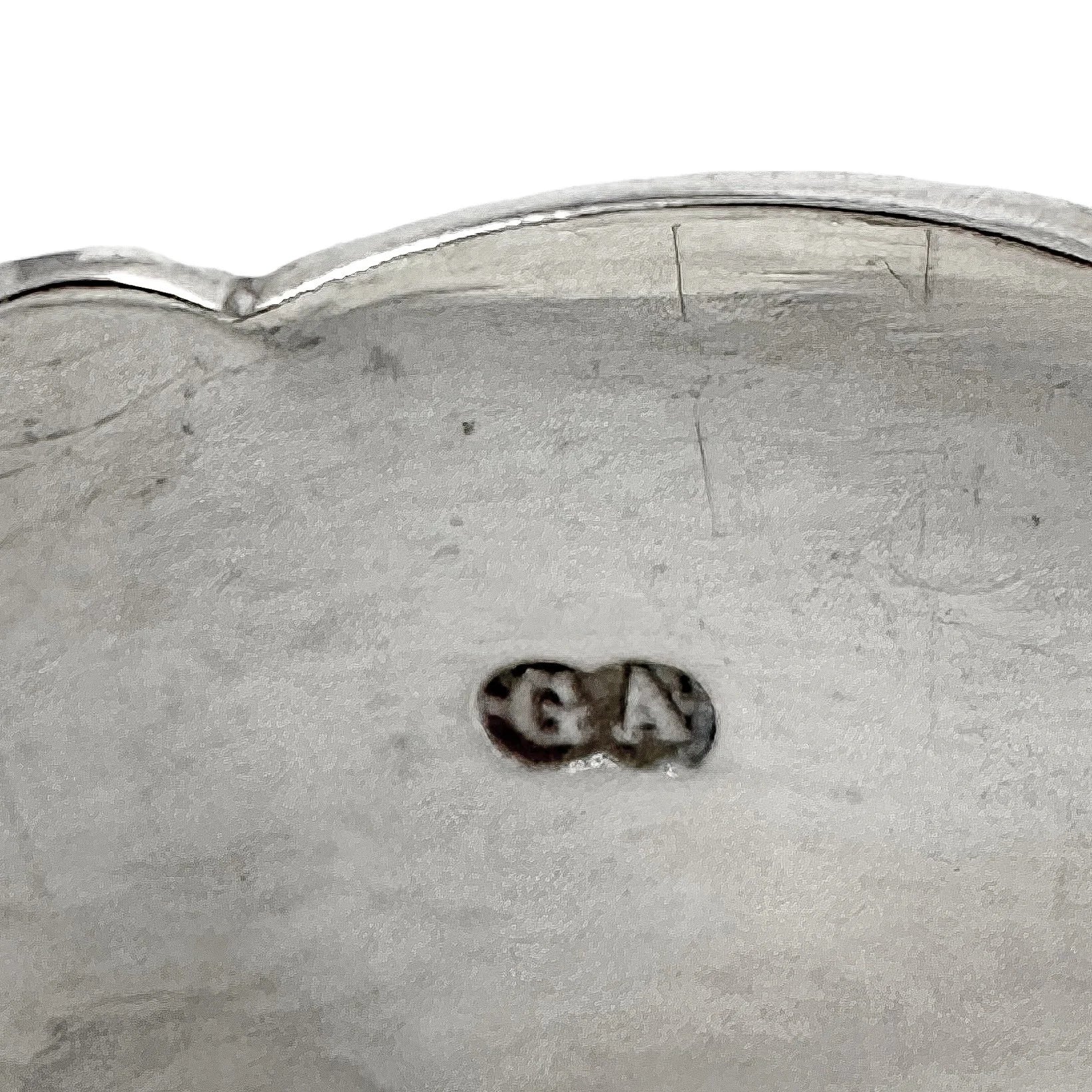 Large Victorian sterling silver sugar tongs with pierced ropework arms and shell terminals