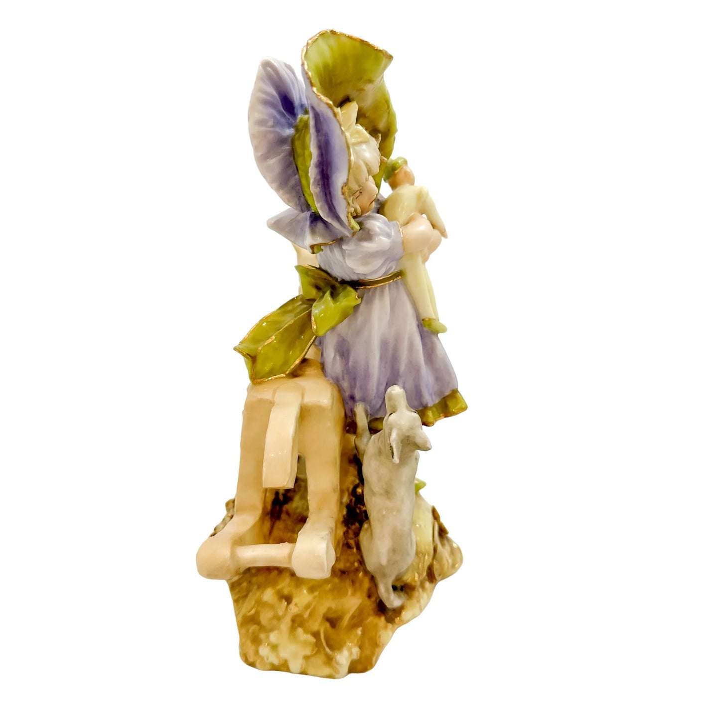 Victorian Ernst Wahliss porcelain figurine, young girl with dog
