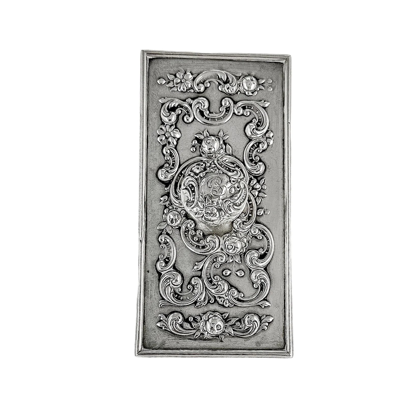 American sterling silver Gorham ink blotter / paper press with scroll embossed detail