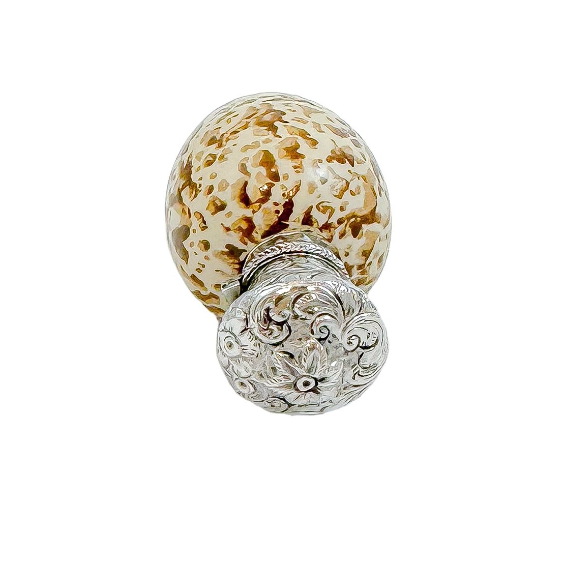 Victorian novelty silver and ceramic scent bottle in the form of bird's egg