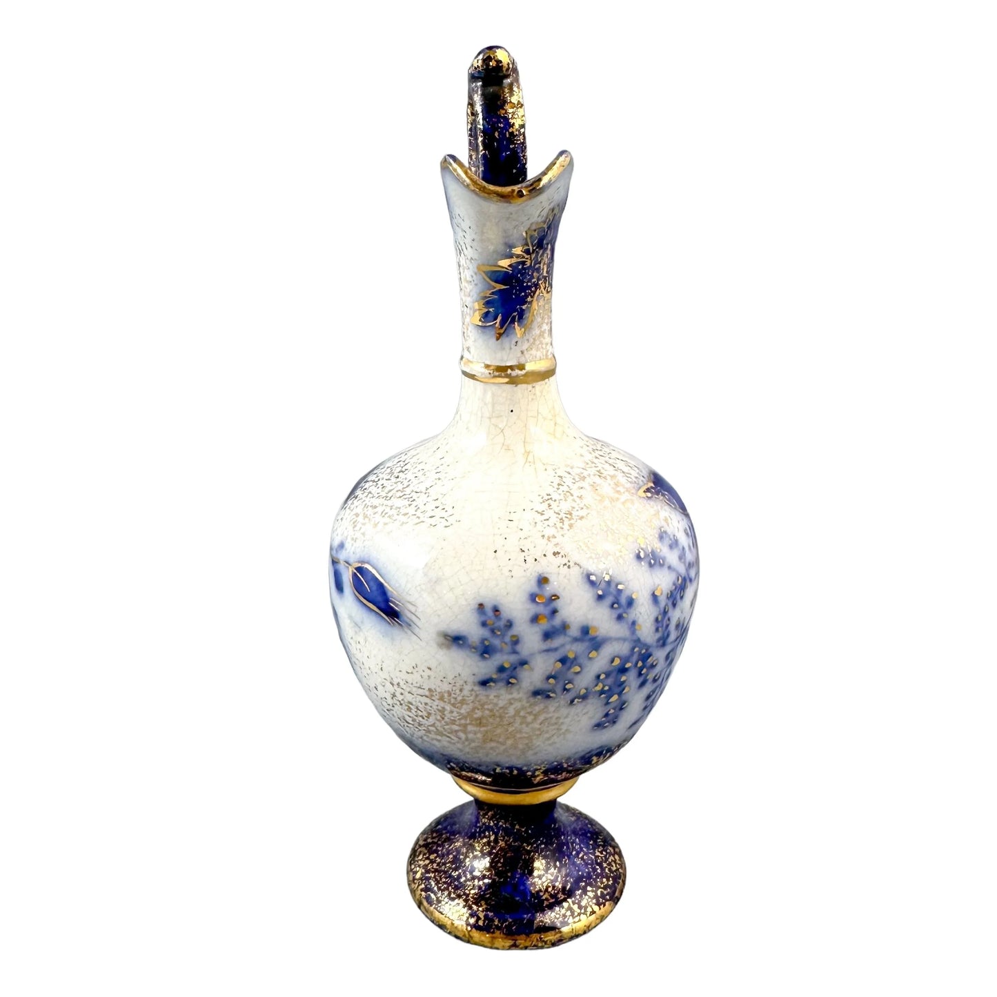 Art Nouveau cobalt blue amphora shaped porcelain pitcher