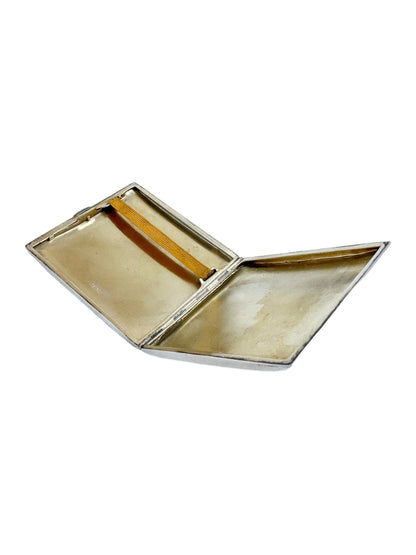 Large Art Deco George V engine-turned cigarette case with gold washed interior