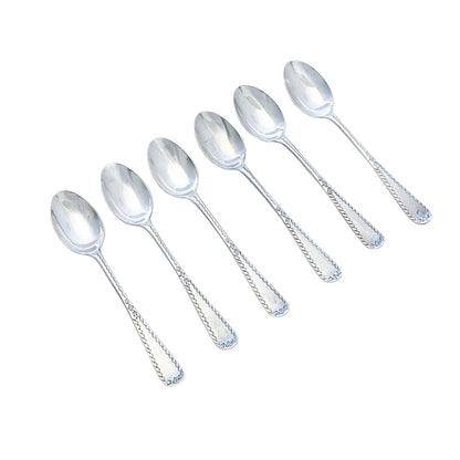 Edwardian cased set of 6 sterling silver tea or coffee spoons with sugar tongs