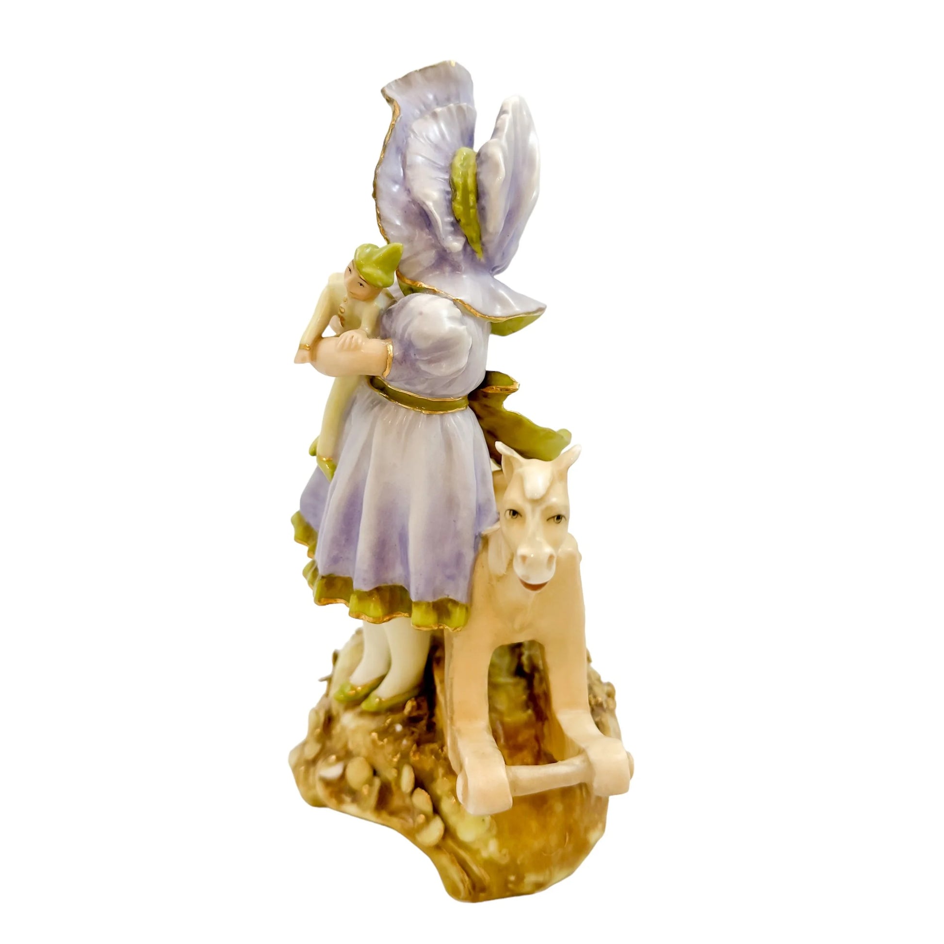 Victorian Ernst Wahliss porcelain figurine, young girl with dog
