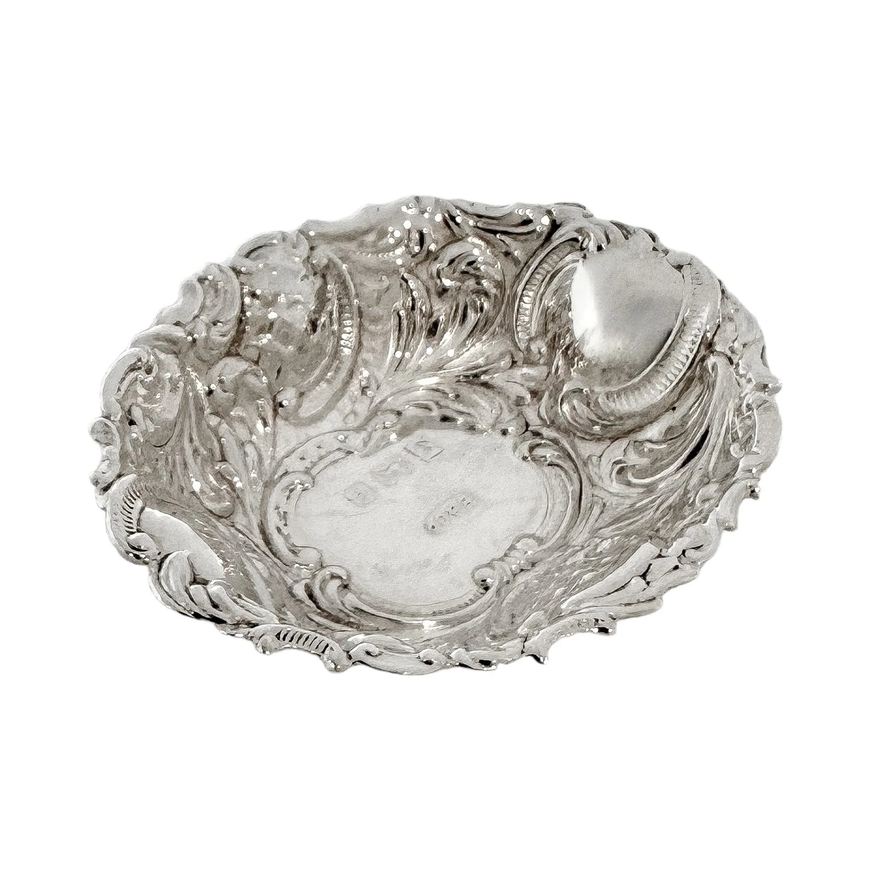 Vintage sterling silver Rococo style sweetmeat bonbon basket