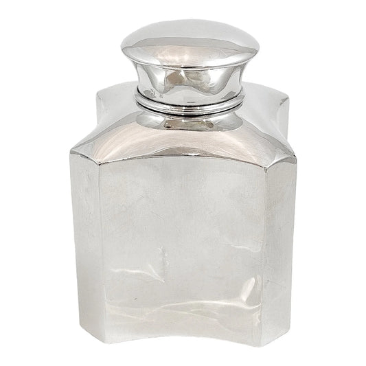 Edwardian sterling silver octagonal tea caddy box with gilt lid