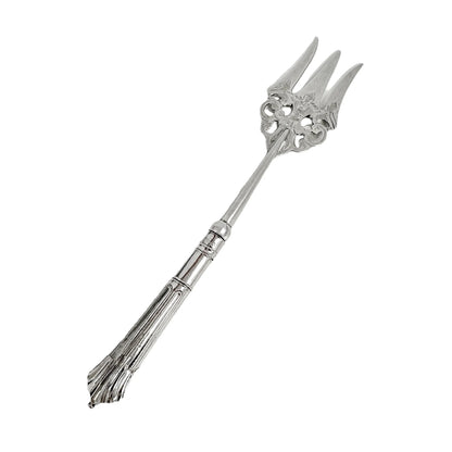 Large sterling silver Victorian bread toasting fork engraved in Art Nouveau design