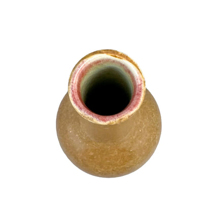 19th century Chinese tea dust glaze vase with long neck and bulbous belly