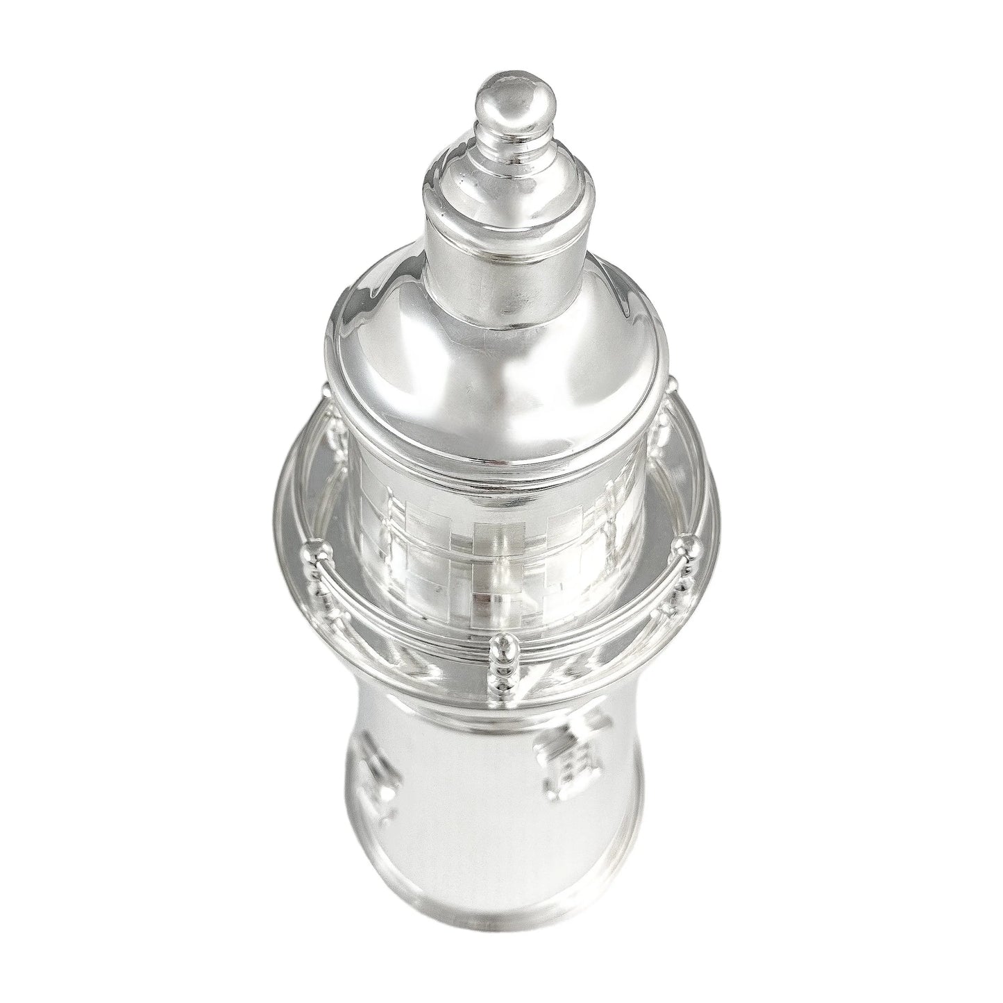 Large Art Deco novelty silver plated Prohibition lighthouse cocktail shaker