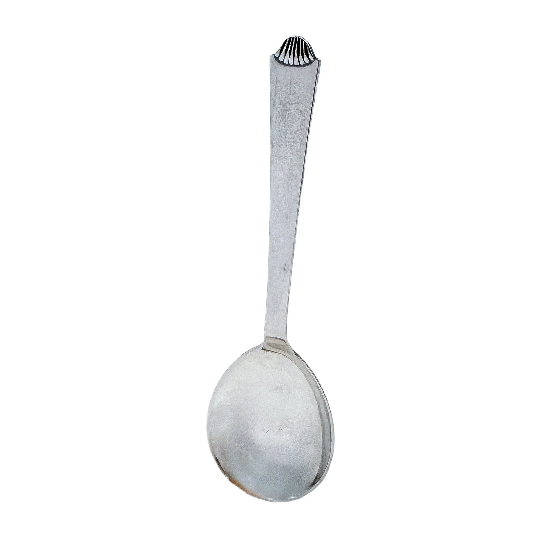 Art Deco sterling silver Danish Hans Hansen jam spoon, Vendome shell pattern