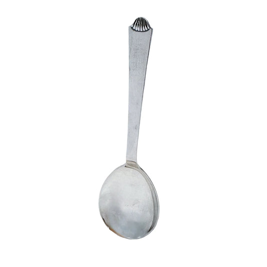 Art Deco sterling silver Danish Hans Hansen jam spoon, Vendome shell pattern