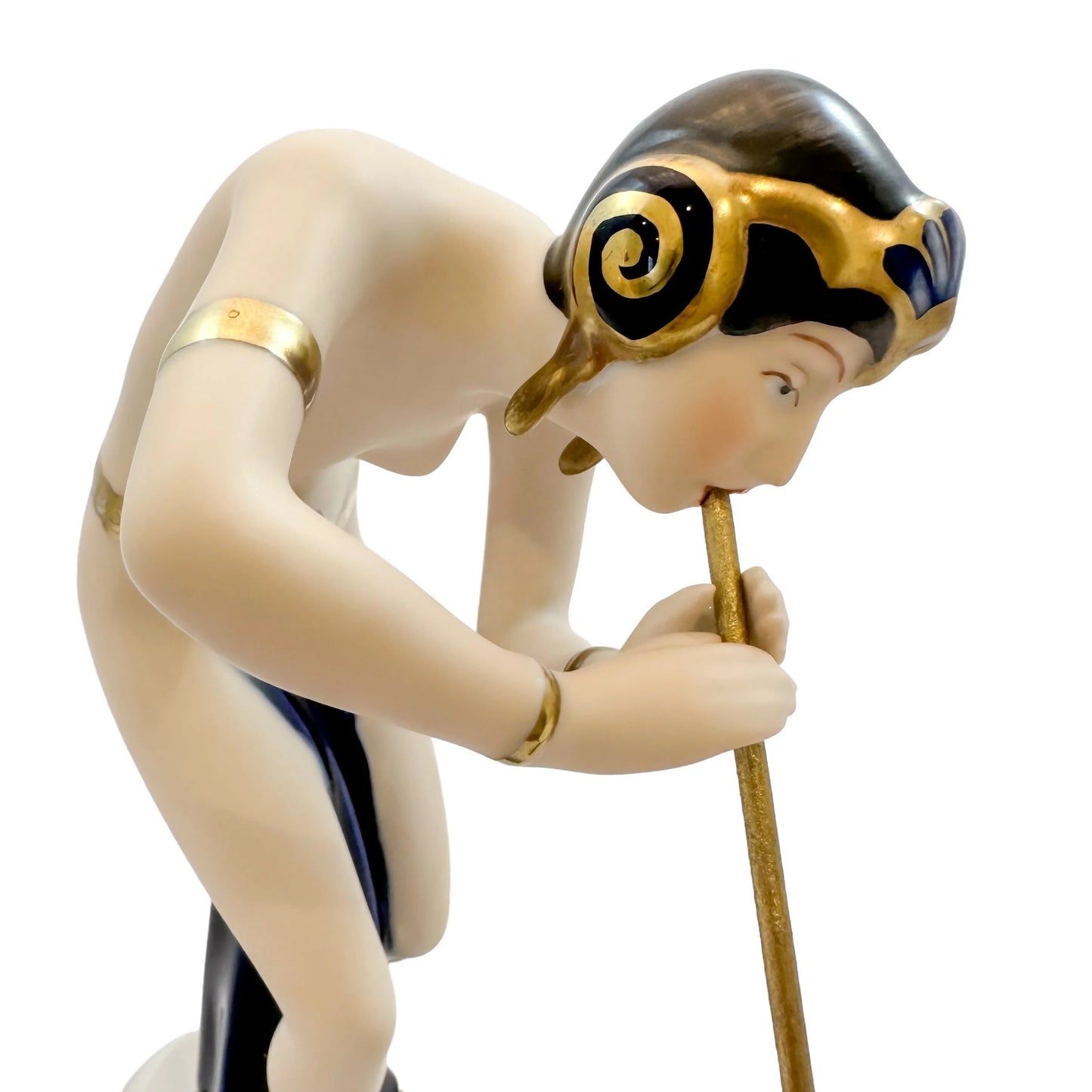 Art Deco style Royal Dux porcelain figurine of exotic female snake charmer dancer