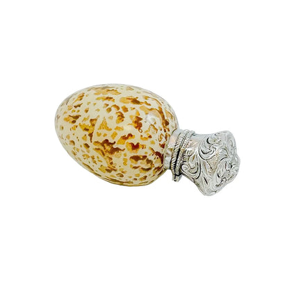 Victorian novelty silver and ceramic scent bottle in the form of bird's egg