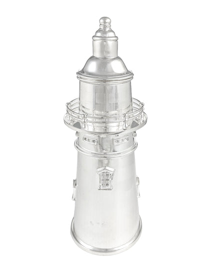 Large Art Deco novelty silver plated Prohibition lighthouse cocktail shaker