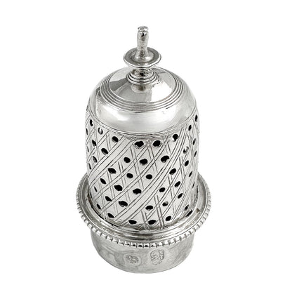 George III sterling baluster caster / pepper pot with beaded border