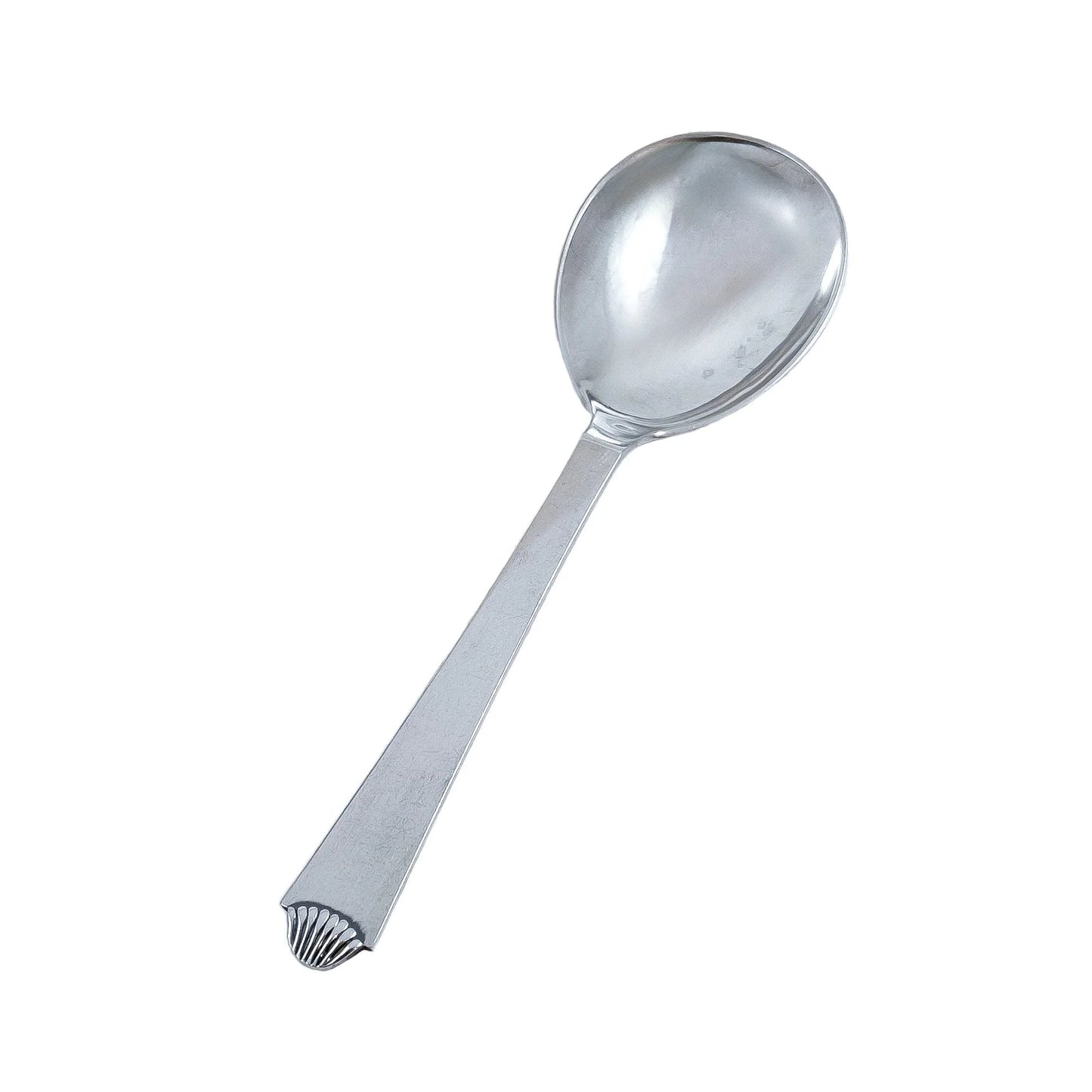 Art Deco sterling silver Danish Hans Hansen jam spoon, Vendome shell pattern