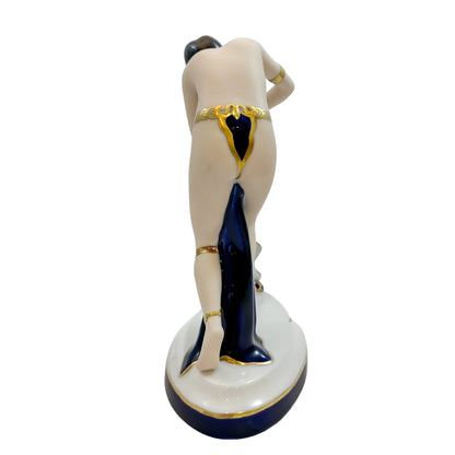 Art Deco style Royal Dux porcelain figurine of exotic female snake charmer dancer