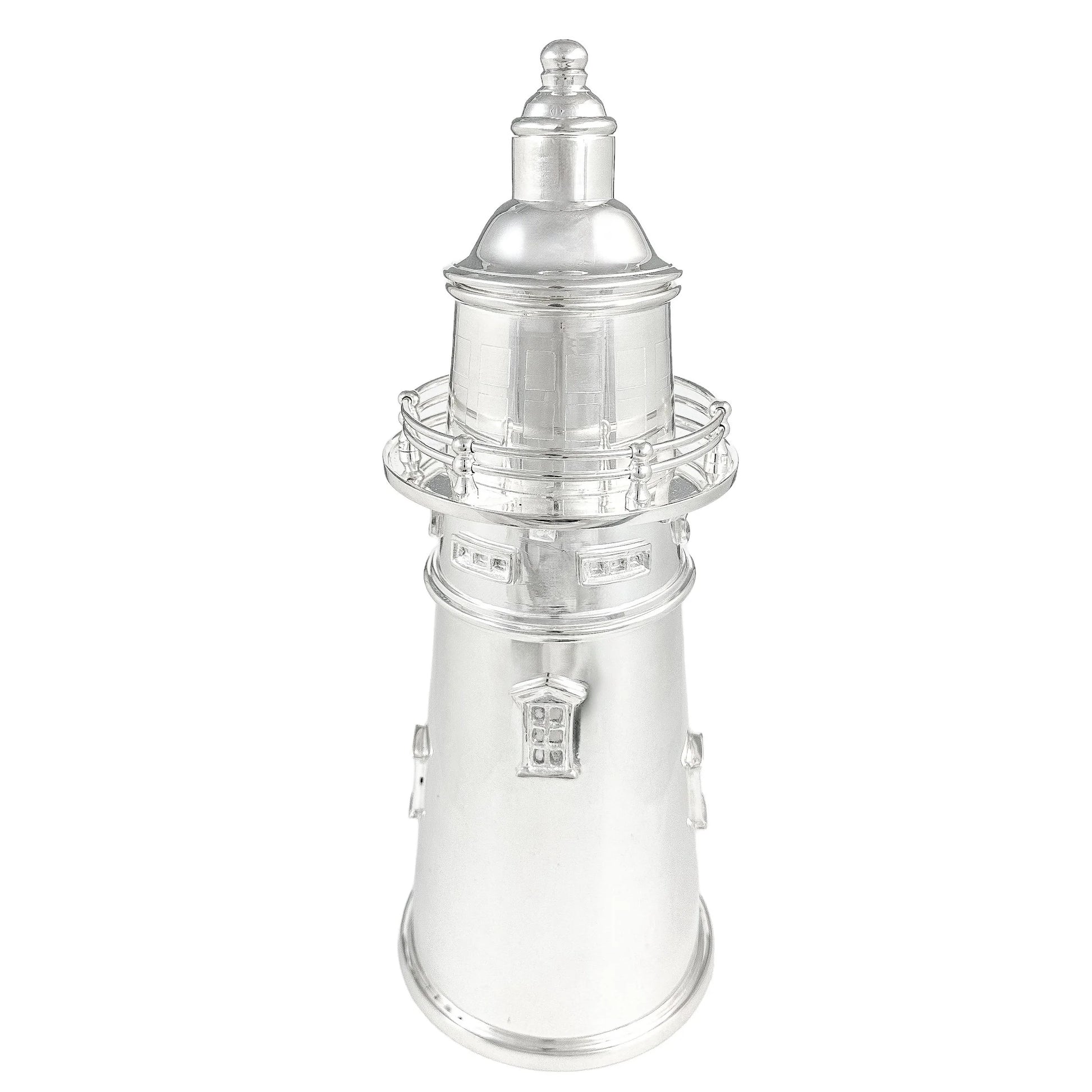Large Art Deco novelty silver plated Prohibition lighthouse cocktail shaker