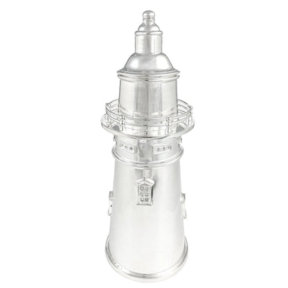 Large Art Deco novelty silver plated Prohibition lighthouse cocktail shaker