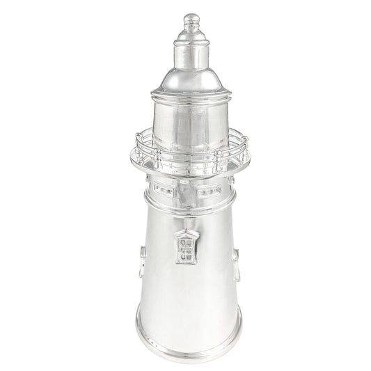Large Art Deco novelty silver plated Prohibition lighthouse cocktail shaker