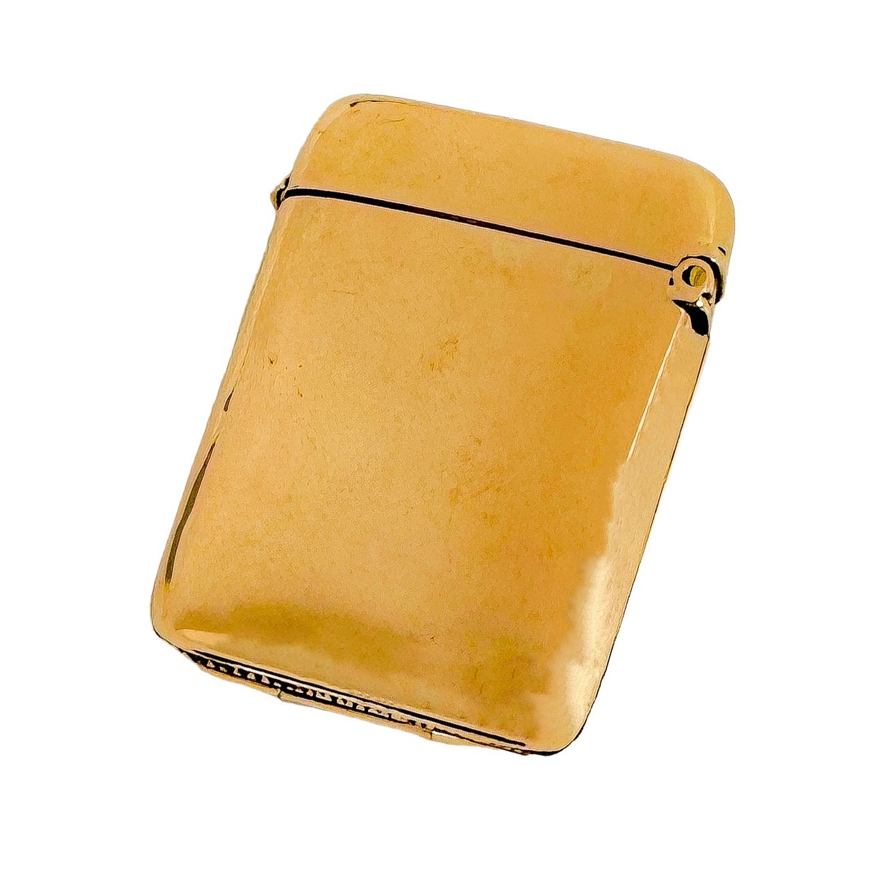 Edwardian 9ct gold vesta match case, Ramsden & Carr, 1907