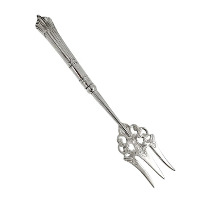 Large sterling silver Victorian bread toasting fork engraved in Art Nouveau design