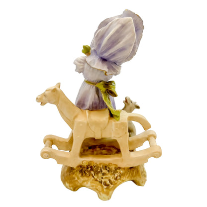 Victorian Ernst Wahliss porcelain figurine, young girl with dog
