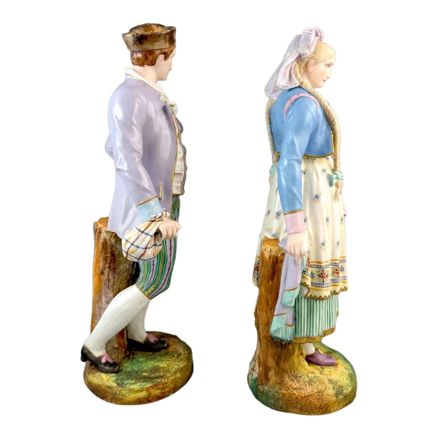 French 1870's Louis Philippe Limoges bisque porcelain figural pair