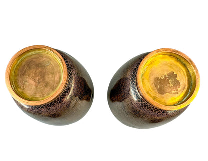 Chinese Qing dynasty pair black brass cloisonné enamel vases on stands