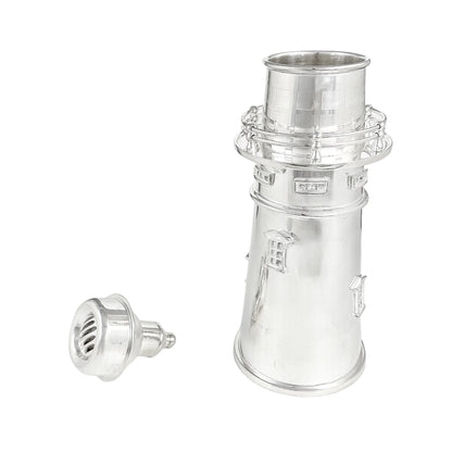 Large Art Deco novelty silver plated Prohibition lighthouse cocktail shaker