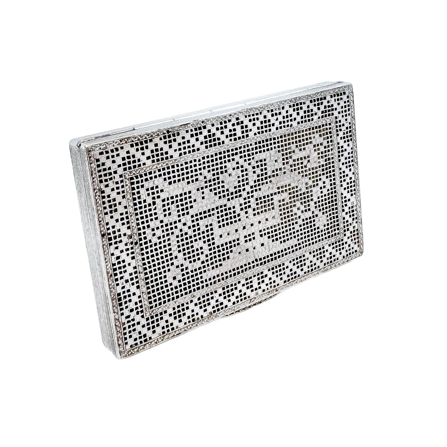 German Art Deco silver and marcasite "embroidered" card case
