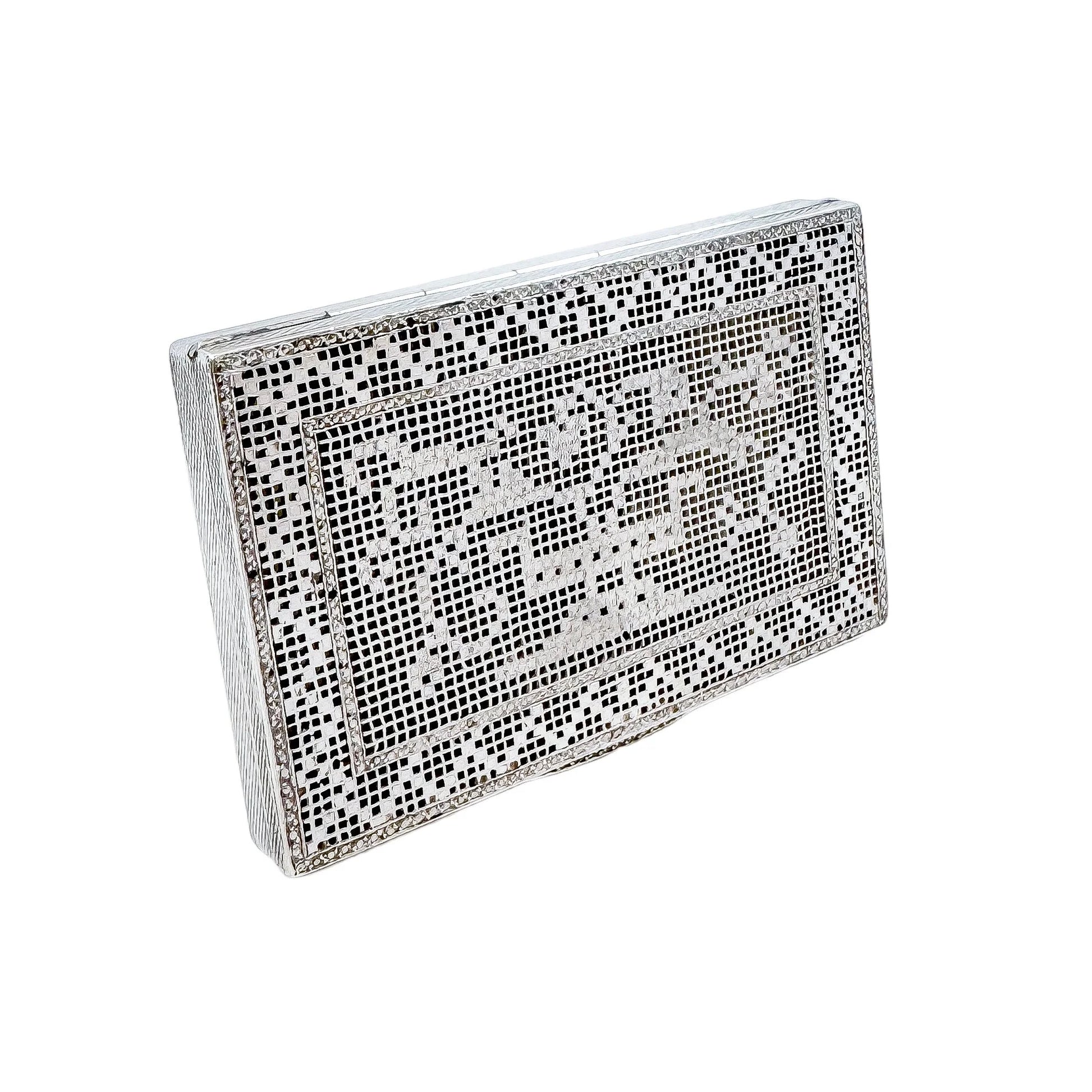 German Art Deco silver and marcasite "embroidered" card case